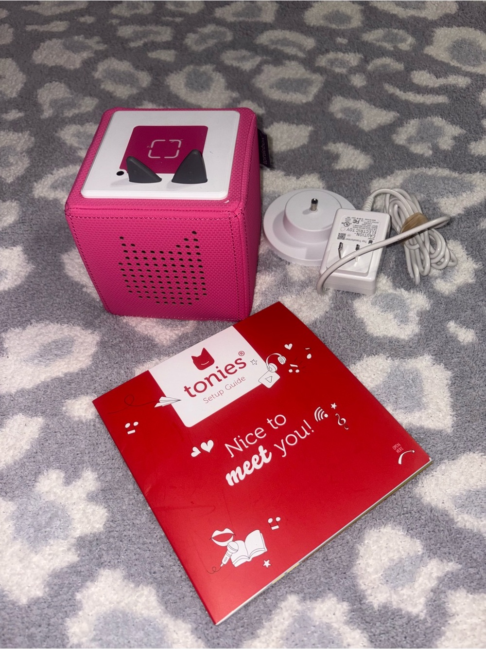 Pink Tonie Box with Charger and Getting Started Tonies Booklet